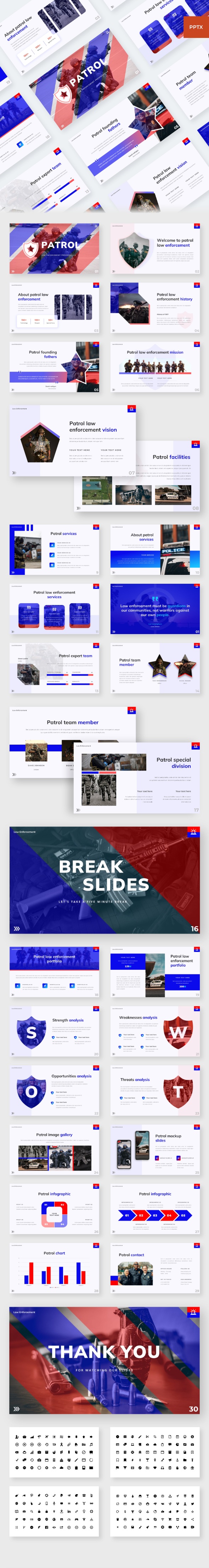 Patrol Law Enforcement PowerPoint template, Presentation Templates